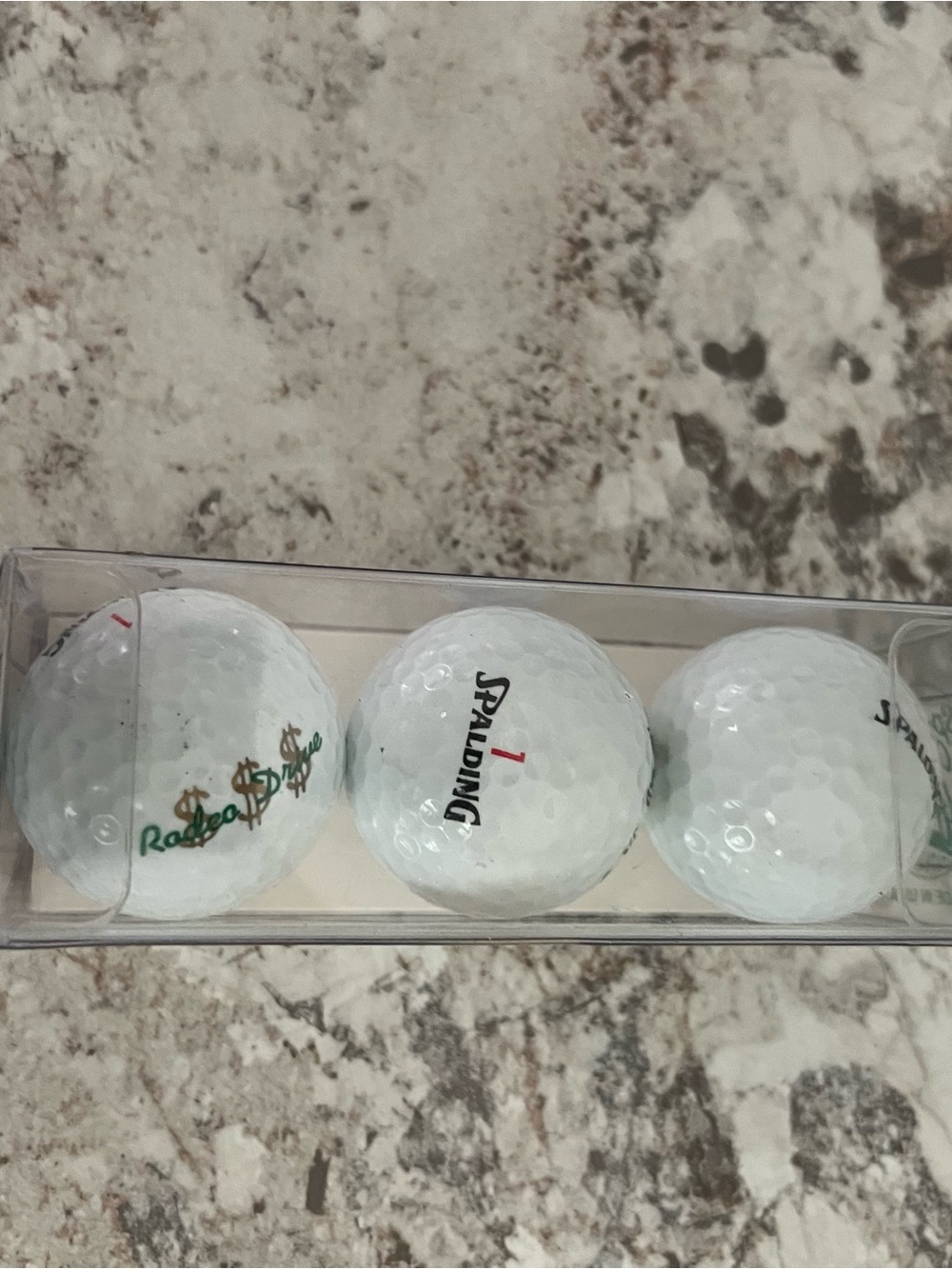New EnjoyLife  Radea Drive Spalding White Golf Balls Logo Accents - Pack of 3